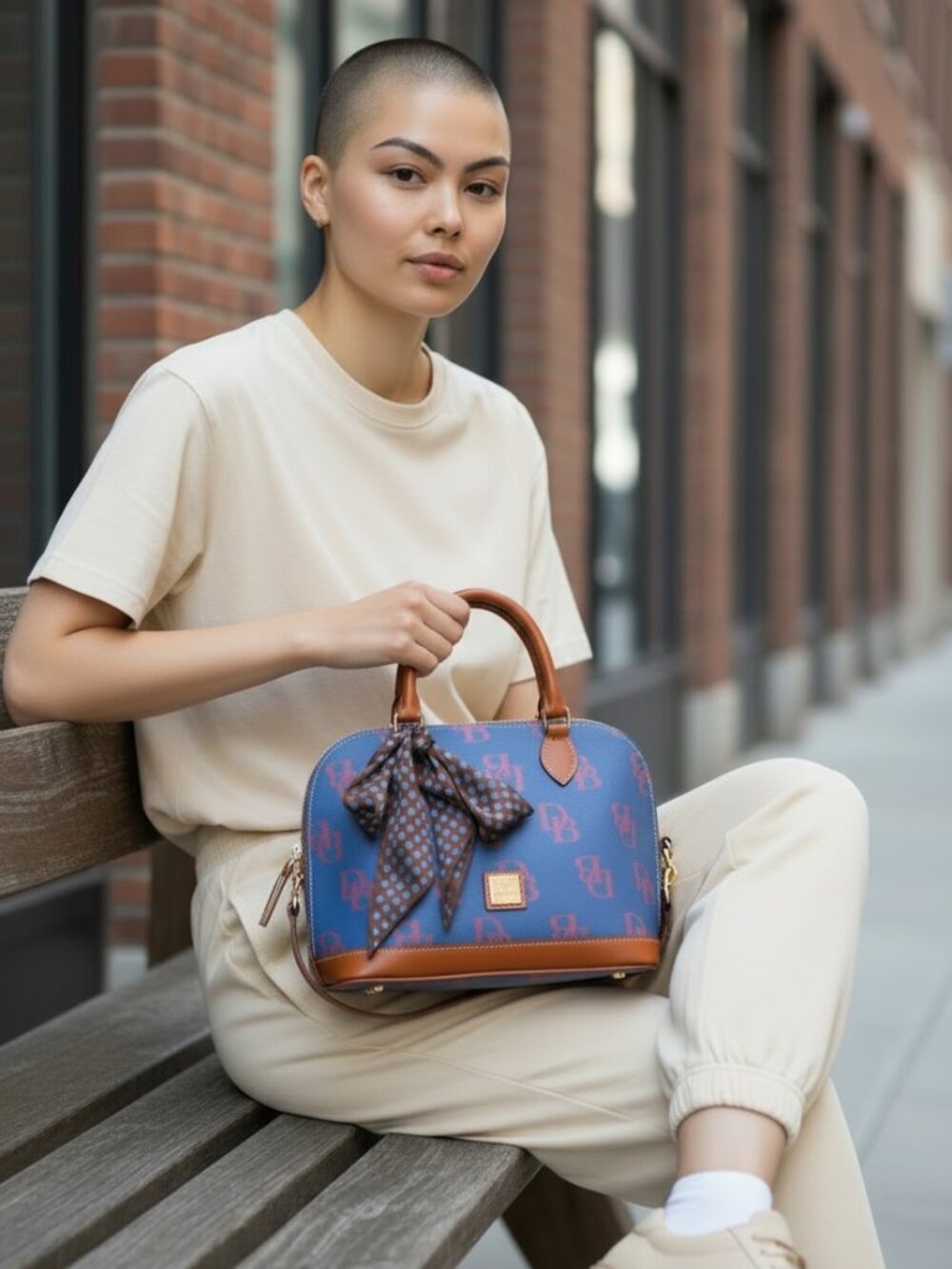 Dooney & Bourke Zip Zip Satchel • Blue DB Monogram • NWT • Exclusive • MSRP $298 - Picture 2 of 13